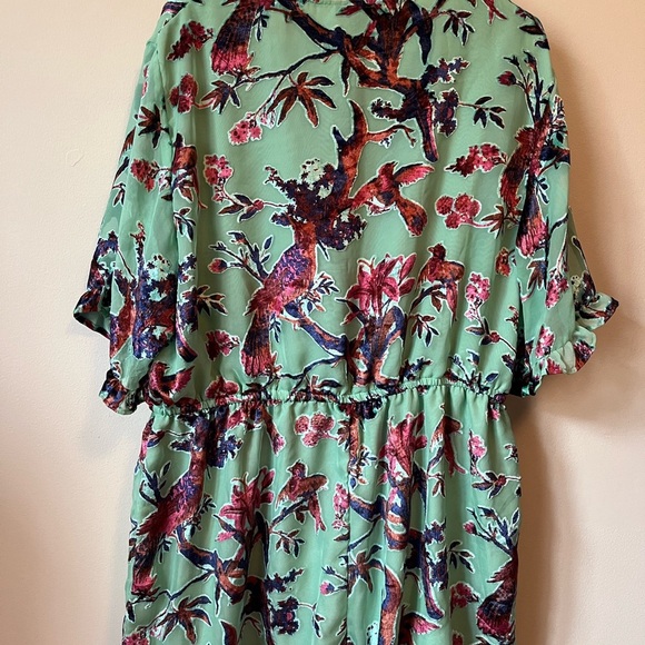 Boohoo Mint Green Floral jumper velvet embossed pattern birds - Picture 10 of 13